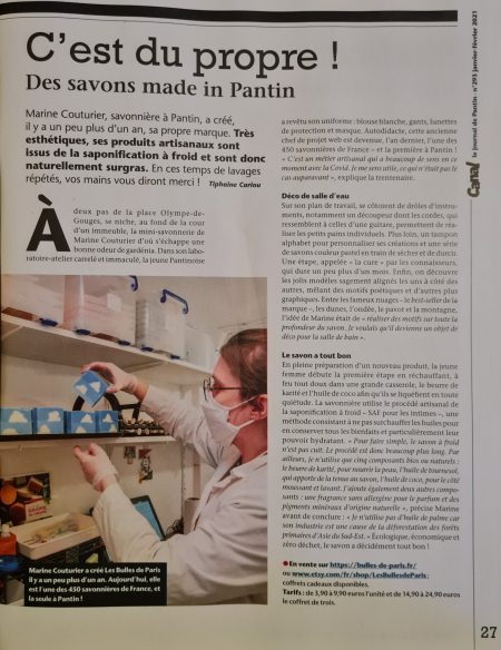 Article de presse sur la savonnerie artisanale de Pantin Article de presse sur la savonnerie artisanale de Pantin